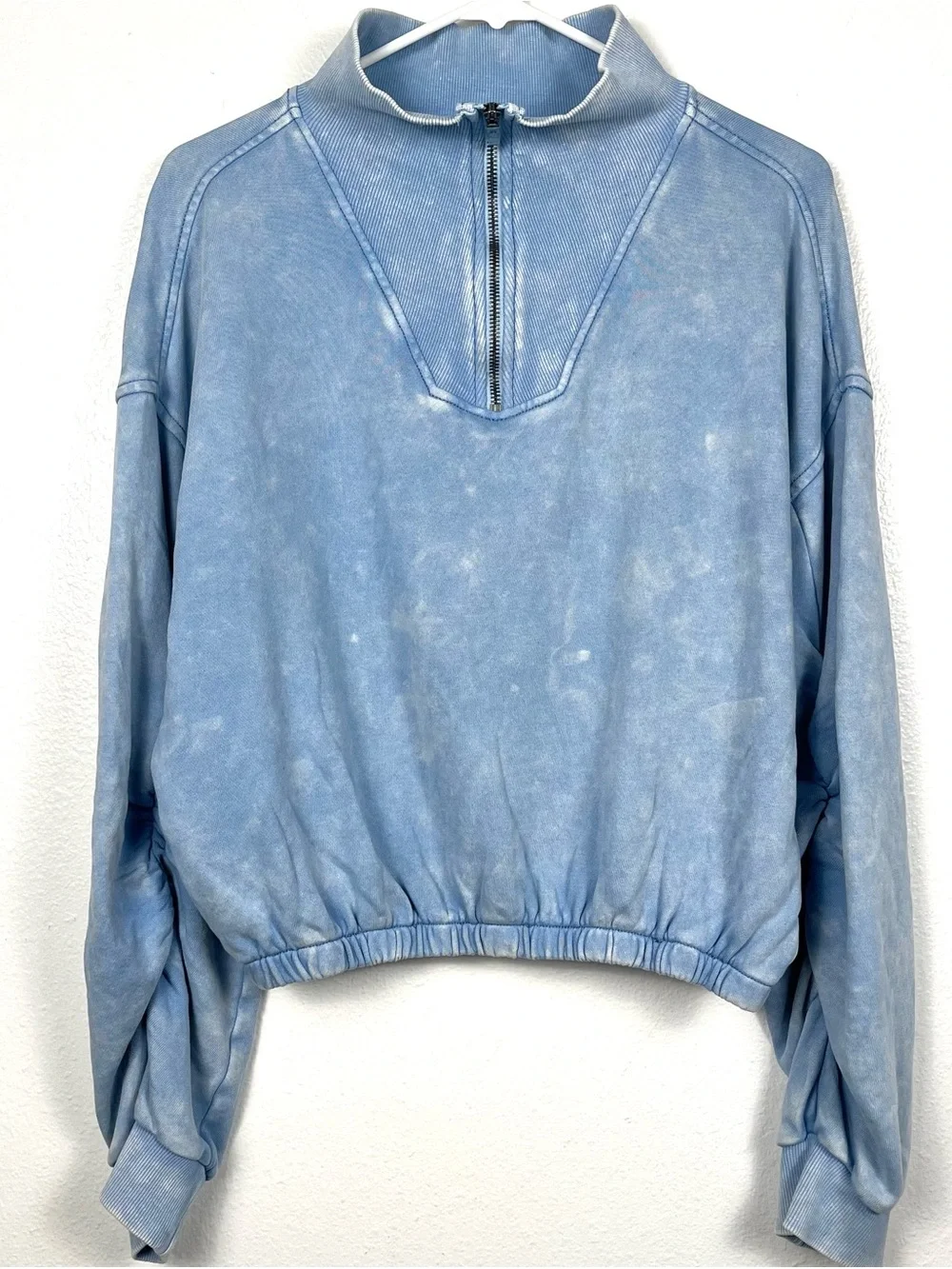 Free People XS FP Movement Valley Girl Pullover Sweatshirt Blue Cloudy Waters